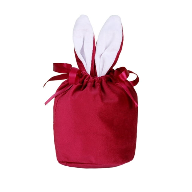 Bewildely Regalos pensados para Pascua Lindas bolsas de regalo de conejito con asas fáciles de transportar Decoraciones de Pascua RBD- rojo vino Type3 NO3