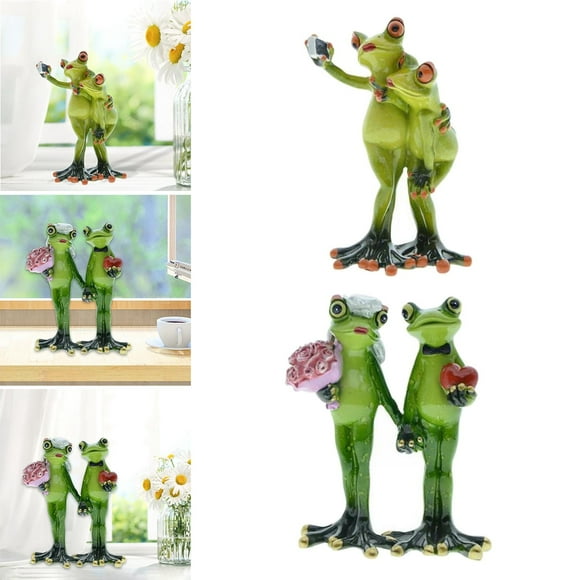 2pcs frog garden statue outdoor patio resin figurines decoration dynwavemx estatuas de ranas