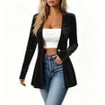 thumbnail image 4 of vdgthytj Blazer for Women Long Sleeve Open Front Button Cardigan Slim Fitted Ruffle Business Casual Work Corduroy Long Outwear(Small,Black1), 4 of 6