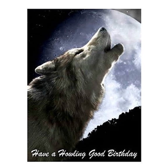 Wolf Howling Good Birthday Edible Image Icing Cake Topper for Quarter Sheet Cake, by TNCT