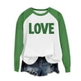 thumbnail image 4 of Ohufall Long Sleeve Shirts For Women, Spring Patchwork St. Patrick's Day Printed Round Neck Casual Loose Tee Pullover Women Tops, 4 of 4