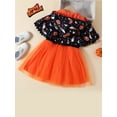 thumbnail image 3 of Vestido De Halloween Para Niñas Pequeñas, Vestido Sin Mangas Con Estampado De Letras Y Capucha Con Estampado De Calabaza, Conjunto De Disfraces De 2 Uds, 3 of 4