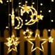 thumbnail image 2 of Guirnaldas de luces LED solares para exteriores de 3,5 m, cortina de luz de luna y estrellas, cortina de estrellas, decoración interior y exterior impermeable, blanco cálido, 2 of 8