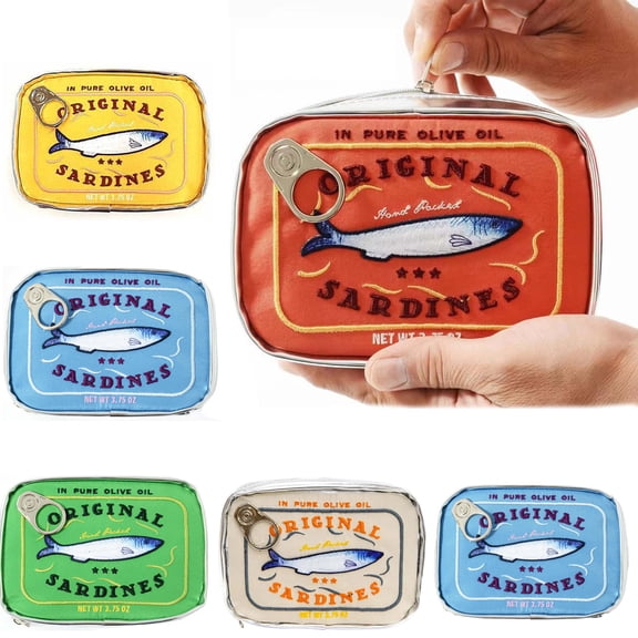 InsCrazy Makeup Bag Comestic Bag Sardine Can Cosmetic Bag Bag Canned Sardines Makeup Bag for Women Girls Travel Toiletries Storage Organizer