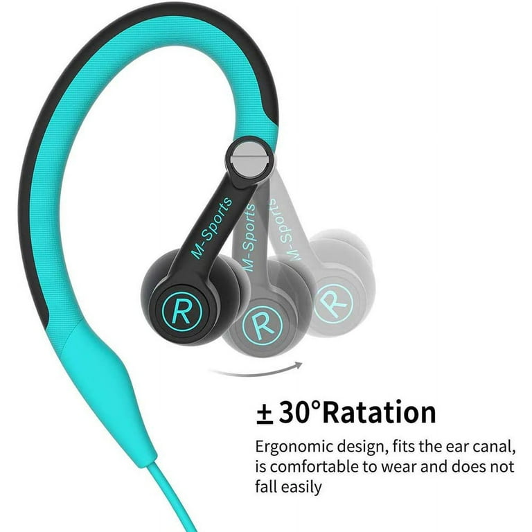 mucro Wired Earbuds Sport Headphones with Over Ear Hooks Sweatproof in Ear Running Earphones for Workout Jogging Gym