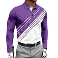 thumbnail image 2 of Fznquz Cotton Mens Polo Long Sleeve Collared Golf Purple Shirts Regular Fit Pullover Casual Mens Clothes Trendy, 2 of 3