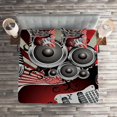 thumbnail image 3 of Ambesonne Music Quilted Coverlet 3 Pcs, Old Vintage Loudspeaker, King Size, Burgundy Beige Grey, 3 of 3
