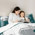 thumbnail image 6 of Feelyou Rugby Sport Player Bedding Comforter Set for Teens, Teal Grey Cartoon Twin Comforter Sets, Football Soccer Theme Reversible Bedding Set, Luxury Bedroom Decor, 2-Piece, 6 of 9