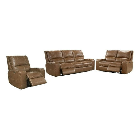 Pemberly Row Bourbon Power Reclining Sofa Loveseat and Recliner