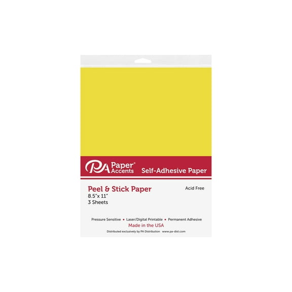 Self Adhesive Paper 8.5x11 3pc Yellow