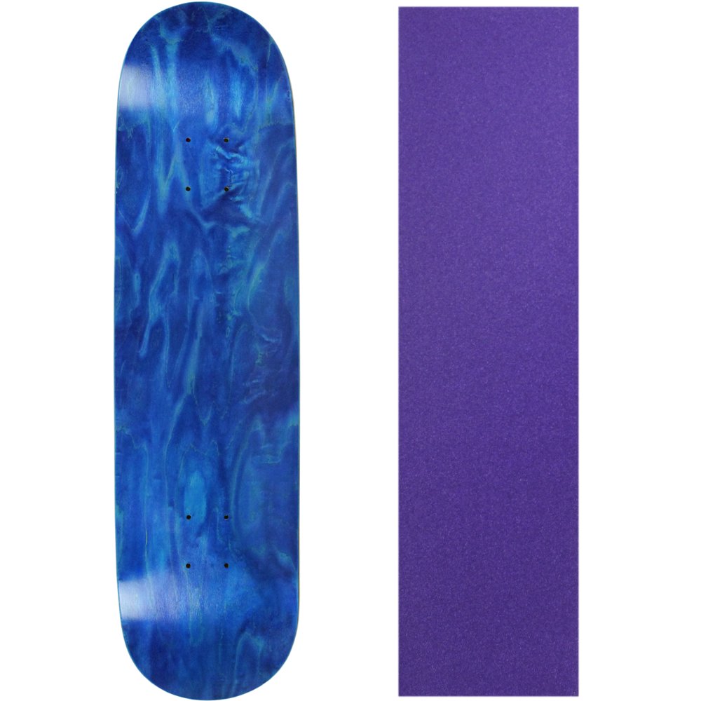 Skateboard Deck Blank Stained Blue 7.5" Purple Grip