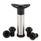 thumbnail image 1 of Bomba de vino - Juego Sommelier Vacu Vide con 4 tapones de triple brida - La mejor manera de almacenar vino - Edición negra (Plata), 1 of 5