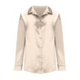 thumbnail image 5 of TKLPEHG Long Sleeve Tops for Women Lapel Button Satin Shirt Lightweight Loose Fall Tops Fashion Solid Color Casual Comfy Blouses Pullover (Gold,L), 5 of 8
