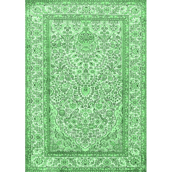 Ahgly Company Indoor Rectangle Persian Emerald Green Traditional Area Rugs, 5' x 7'