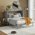 thumbnail image 3 of Bellemave Queen Murphy Bed with Storage & Charging Station, Wood Cabinet Bed with Removable Shelves on Each Side, Murphy Bed Chest Bed Frame for Guest Bedroom, Living Room（Gray）, 3 of 9