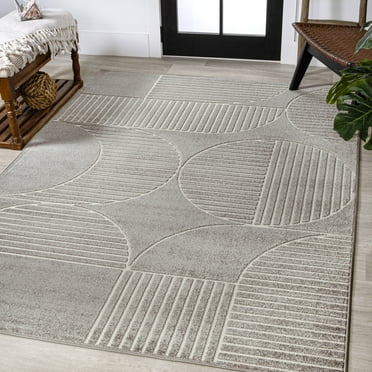 JONATHAN Y SCN104C-4 Nordby High-Low Geometric Arch Scandi Striped Gray/Cream 4 ft. x 6 ft. Indoor/Outdoor Area Rug, Pet Friendly, Stain Resistant, Easy to Clean, for Patio, Living Room, Bedroom