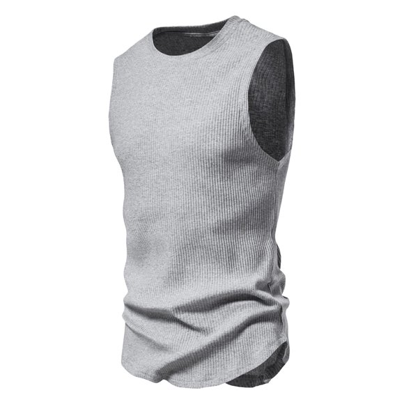 Mlzmgr Compression Mens Cotton Tank Tops Crewneck Sleeveless Slim Tops Breathableb Athletic Workout Gym Tanks