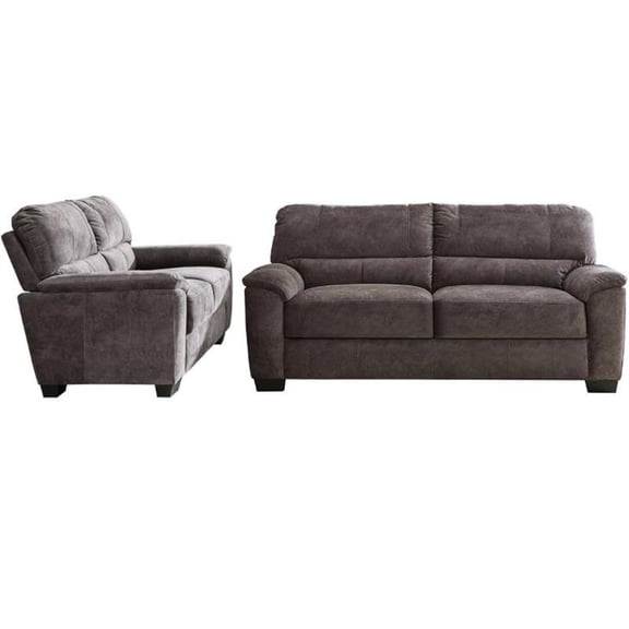Home Square 2 Piece Furniture Set with Sofa and Loveseat in Charcoal Grey