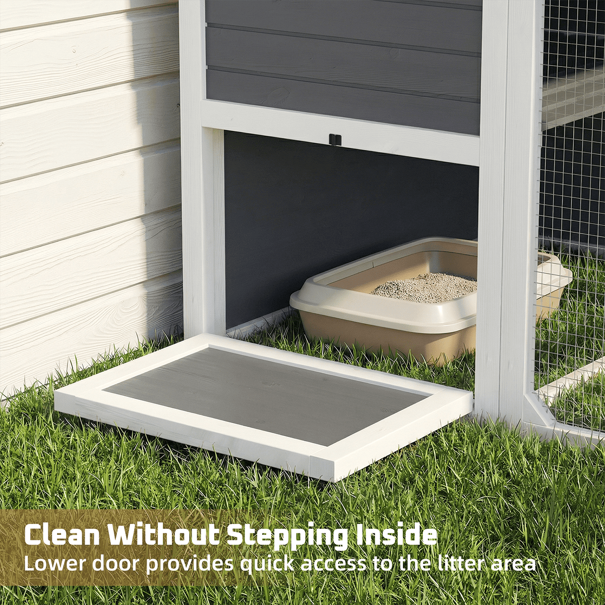 TPHORK Large Catio Outdoor Cat Enclosure, Wooden Cat Cage Indoor Cat House Playpen for Multiple Cats with Waterproof Roof,Platforms, Resting Box, Bridges, Hammock, Ladder,76"L x 36"W x 69"H(White)