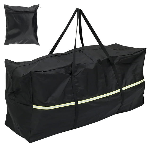 Pluokvzr Sac de Rangement pour Coussins de Meubles de Patio Extérieur Robuste Housse de Protection de Patio en Tissu Oxford 210D avec Poignée et Fermeture Éclair Imperméable Antipoussière Protection UV (S-48 x 15.3 x 21.7 Pouces)