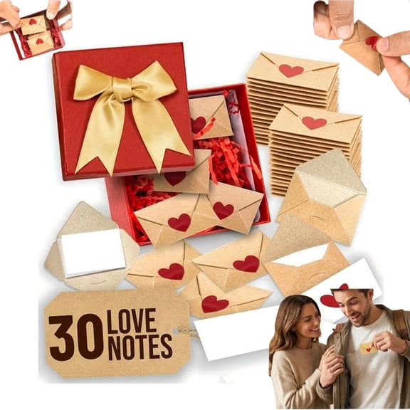 DIY Love Notes Box - Mini Blank Cards & Envelopes for Him Her, Mini Love Notes with Envelopes, Valentine’s Day Love Cards with Heart Stickers Cute, Valentine’s Day for Boyfriend Valentine's Day