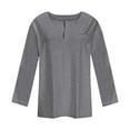 thumbnail image 4 of AherBiu Plus Size Tops for Women Long Sleeve Oversized Tees Notch V Neck Basic Fall Casual Loose T Shirts, 4 of 5