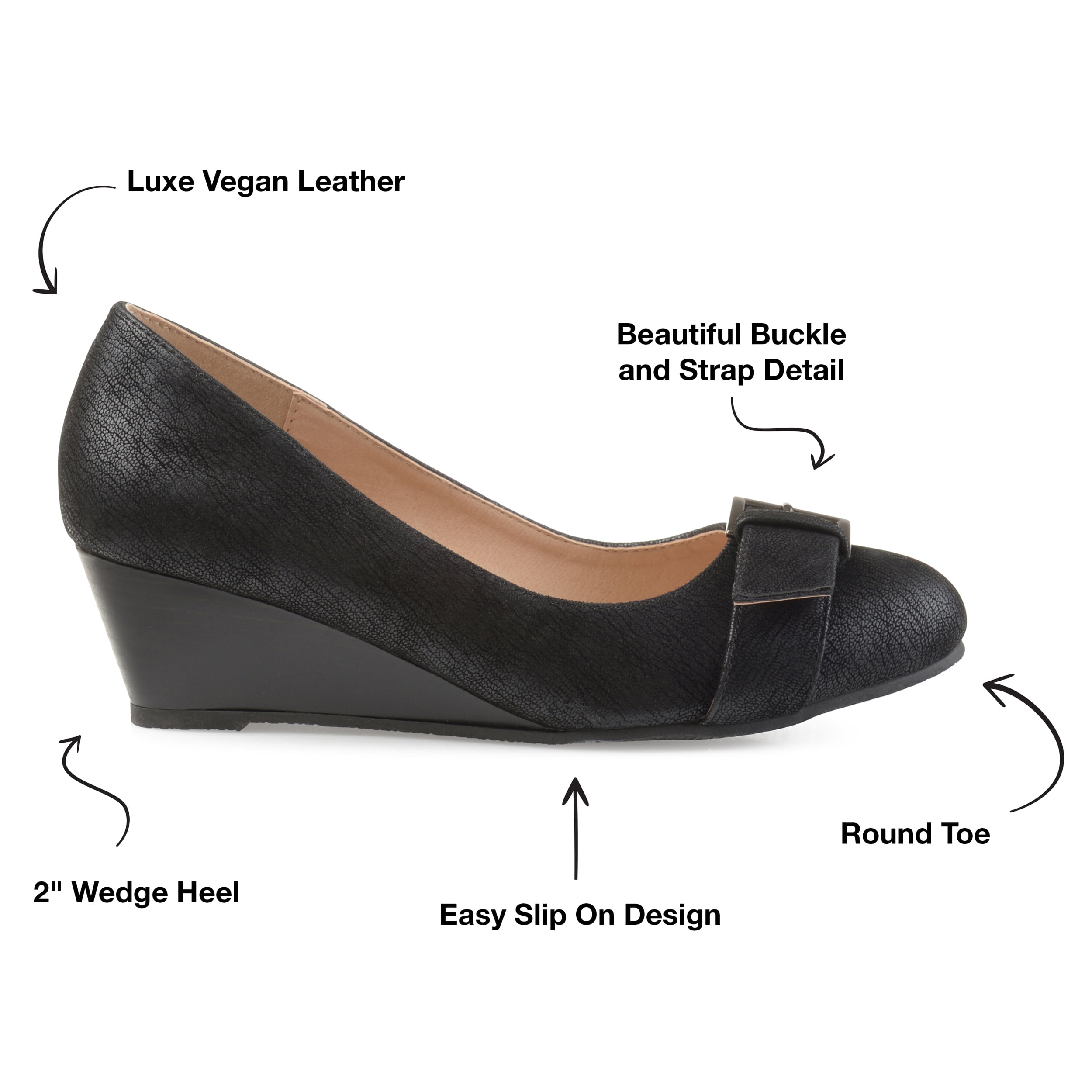 Journee Womens Graysn Comfort Insole Slip On Round Toe Wedge, Widths Available
