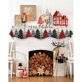thumbnail image 3 of Red Black Grey Christmas Fireplace Mantel Scarf Table Runner, Winter Snowflake Tree Retro Beige Winter Garland Mantel Top Tablerunners Dresser Scarves Cover for Windows Party Living Room 60''x17'', 3 of 6