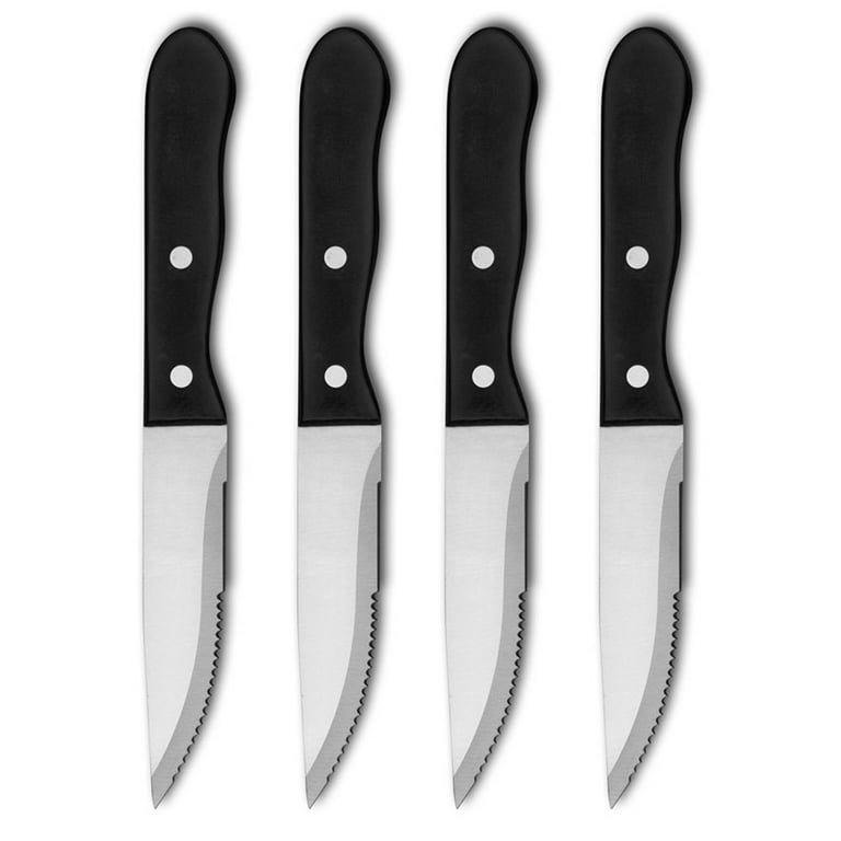 HISSF Steak Knife Set Of 12, Black Stainless Steel Sharp Blade Flatware  Steak Knife Set, 4.5 Inches,Non stick coating for Anti-rusting, For  Restaurant