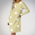 thumbnail image 2 of Sexlip Womens Long Sleeve Polka Dot Midi Dress V Neck Design Soft Fabric Relaxed Silhouette for Office Wear Yellow L, 2 of 7