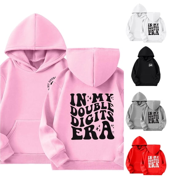 WAYUTE Girls Sweatshirt Letter Print Soft Cozy Long Sleeve Graphic Hoodies for Kids Child Fashion Fall Outfits Casual Dailywear,Pink,Size 9-10 Y