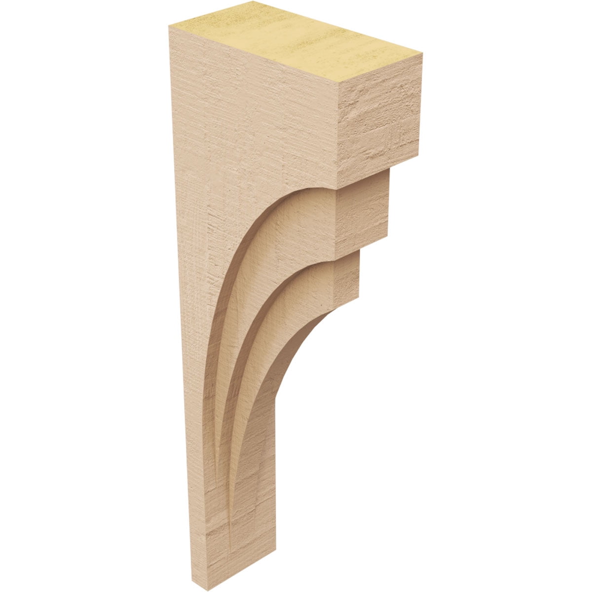 3"W x 6"D x 18"H Thin Rockford Rough Cedar Woodgrain TimberThane Corbel, Primed Tan