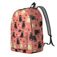 thumbnail image 2 of Black and Cream Cat and Paw Print Backpack for School, Cute School Bag with Adjustable Shoulder Straps and Padded Back, 15.7"x11.8"x5.5", 2 of 5