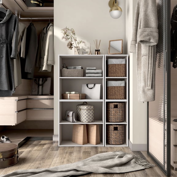 Join Stackable 2-Tier Wood Taupe Grey Bookcase