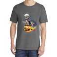 thumbnail image 2 of Wild Bobby, Funny Graphic Astronaut Cat in Space on Cheeseburger, Animal Lover, Garment-Dyed Washed Look Short Sleeve T-Shirt, Charcoal, Small, 2 of 3