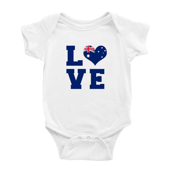 Love Australia Flag Heart Baby Rompers Baby Clothes (White, 3-6 Months)