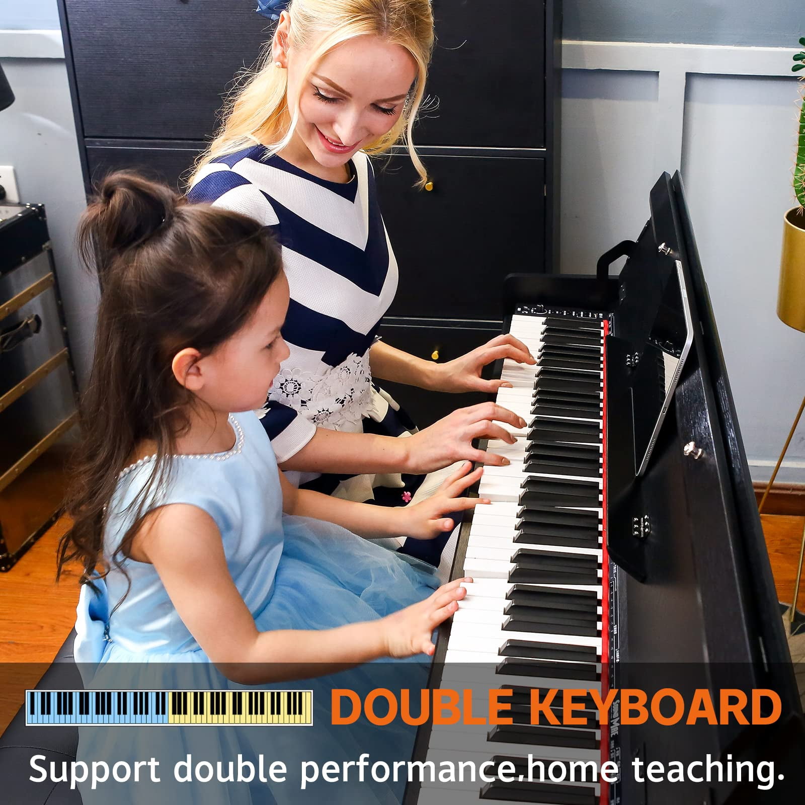 AODSK B-85 88-Key Weighted Hammer Action Digital Piano – Full-Size with Furniture Stand, Triple Pedals, Built-in Speakers, Beginner Course – Home Digital Piano