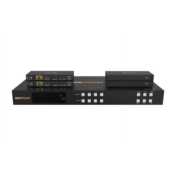 BZBGEAR 4x4 4K UHD 18Gbps HDMI Matrix Switcher Over HDBaseT with Bi-directional IR/Advance EDID and Downscaling
