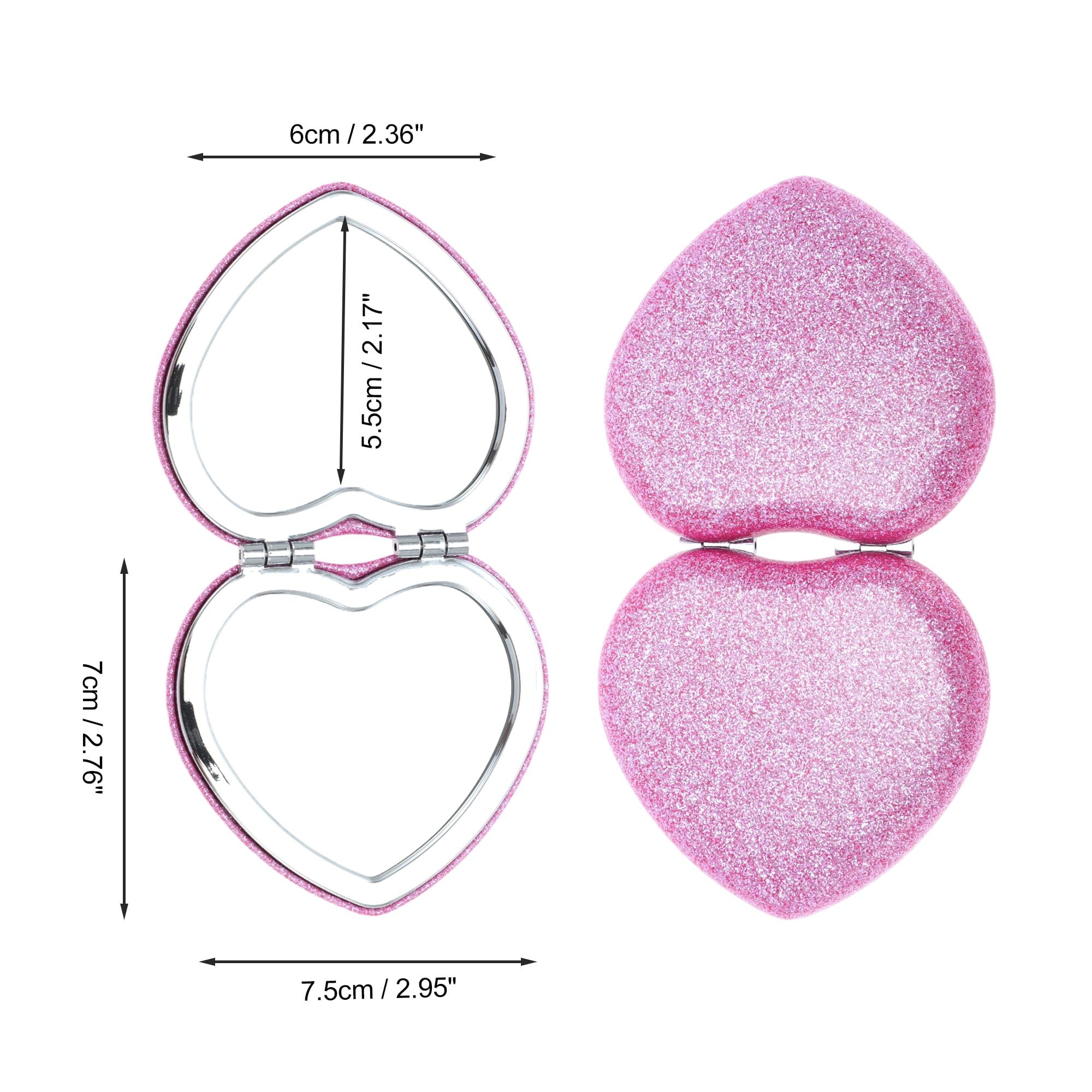 Unique Bargains Portable Heart Shaped Makeup Mirror Purple 1 Pc