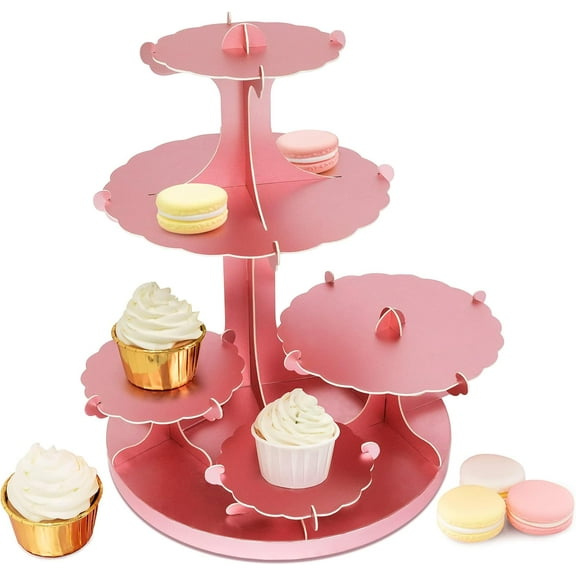Cheerland Paper Gold Cake Stand For Rose Gold Party Decorations, 1 Piece