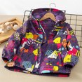 thumbnail image 2 of Odeerbi Kids Boys Girls Fleece Lined Softshell Jacket Winter Thermal Windproof Waterproof Windbreaker Kids Coat Printing Hooded Technical Jacket Kids Clothes Dark Purple, 2 of 3