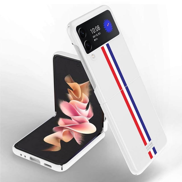 Slim Protective Cover Case Compatible for Portable Solid Color Samsung Z FLIP 3 Anti-fingerprint and Foldable Cell Phone Protective Shell White