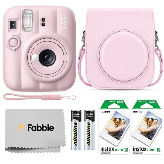 FUJIFILM INSTAX MINI 13 Instant Film Camera Candy Pink Bundle with Caiul Groovy Case, INSTAX Mini Twin Pack Film 20 Exposures, Automatic Exposure, Close-Up Mode, Selfie Mirror