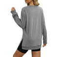 thumbnail image 6 of Lenpel Sweatshirts for Women 2024 Fall Long Sleeve Crew Neck Side Split Pullover Tops Casual Loose Soft Clothes, 6 of 7