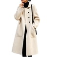 thumbnail image 3 of Women's Casual Elegant Solid Color Double Sided Coat Long Sleeve Winter Outerwear Dressy Jacket Soft Cozy Warm Work Office | CSEONE,Beige L, 3 of 8