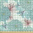 thumbnail image 2 of Ambesonne Floral Fabric by the Yard Upholstery, Chrysanthemum Pattern Print, 1 Yard, Pale Blue and Pastel Pink, 2 of 5