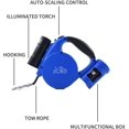 thumbnail image 3 of YSTINNG Retractable Dog Leash with Flashlight,Dispenser and Poop Bag Heavy-Duty Nylon Tape for Small,Medium Dogs and Cats One-Handed Brake and Lock.360°Tangle-Free.(Blue) DYF329-2225, 3 of 7