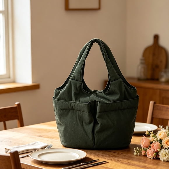 Women's Nylon Bag Shoulder Armpit Bag Large Capacity Handheld Bag Multi-Pocket Mommy Tote Bag For Strolling With Kids