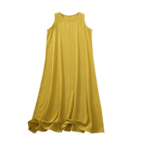 Ixbnca Plus Size Midi Dresses for Women Sleeveless Tank Dresses Casual Tshirt Dress Flowy Beach Sundress
