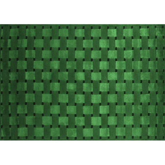 Ahgly Company Indoor Rectangle Abstract Emerald Green Contemporary Area Rugs, 7' x 10'